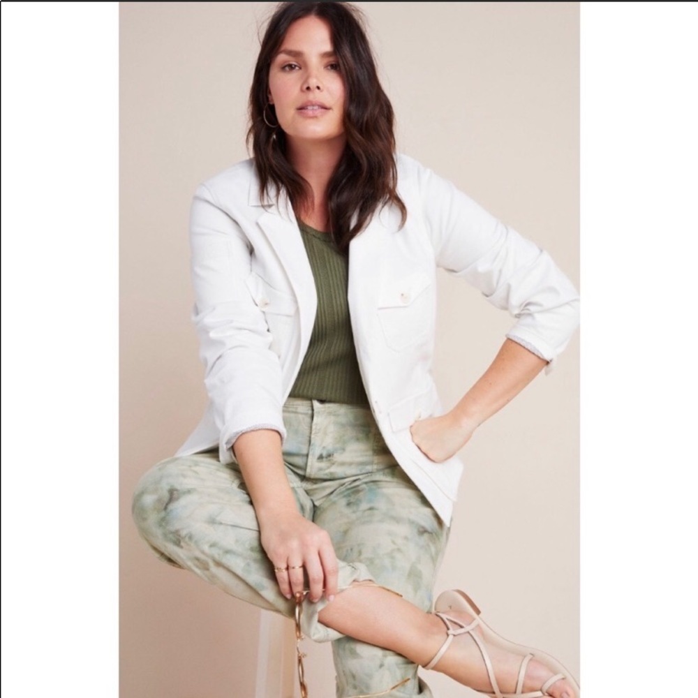 Anthropologie Neve White Utility Jacket Blazer Size 12